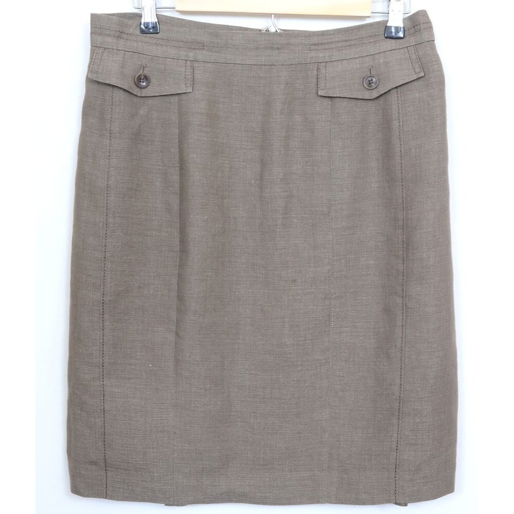 Ann Taylor Fine Italian Fabric LINEN Short Pencil Skirt Office Career Size 10